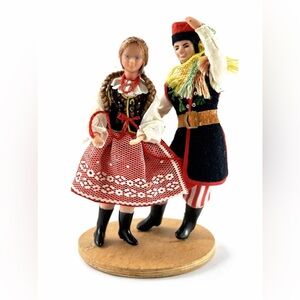 Vintage Polish Cepelia Krakow Regional Folk Costume Dolls Pair PRL Era 5”